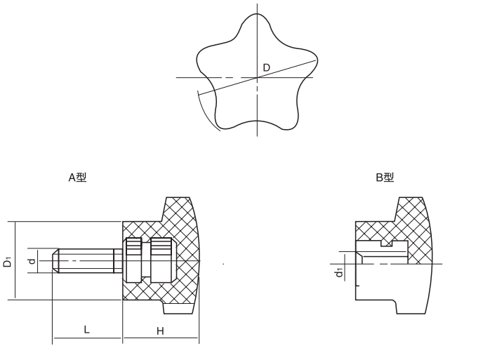 HY8314.26五角星形把手結(jié)構(gòu)圖